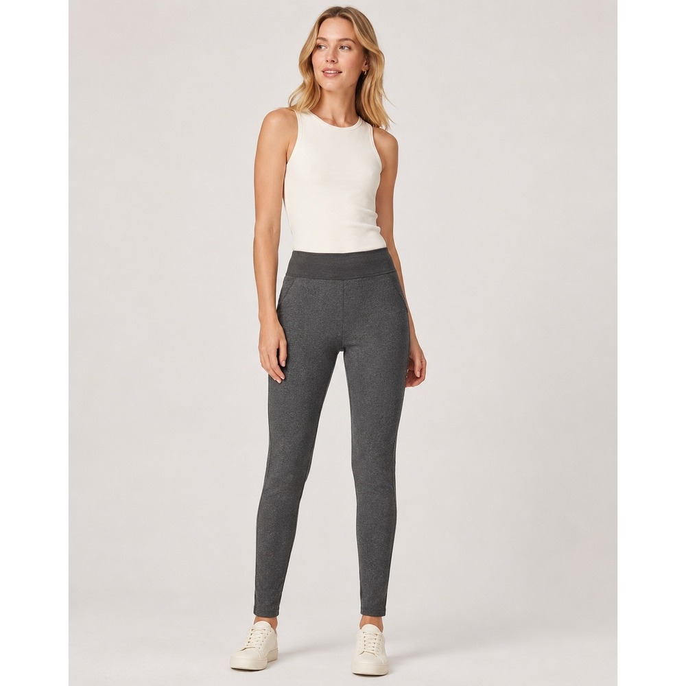 LOFT Ponte Knit Leggings Small Charcoal Gray High Rise Elastic Waist‎ Slim Fit